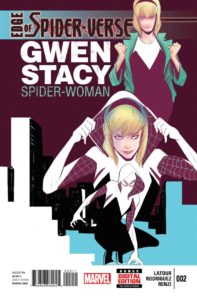 If we are in a room with this comic book EV needs to run to it and bring it back to me to page through. Spidey who is a girl AND is in a rock band? Is there any better thing in the multi-verse?