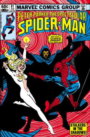 Cloak and Dagger towards the end of their early guest appearances in Peter Parker, The Spectacular Spider-Man #81