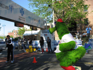 The Phanatic crosses the finish line at my first Blue Cross Broad Street Run.