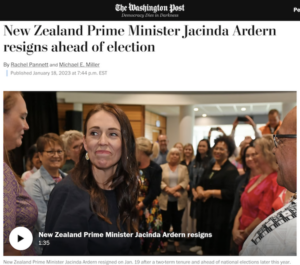 Washington Post - New Zealand Prime Minister Jacinda Ardern resigns ahead of election