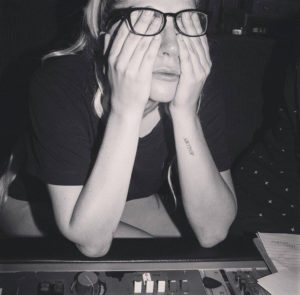 Lady Gaga at the mixing board.